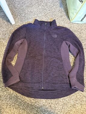 The North Face purple heather full-zip fleece jacket